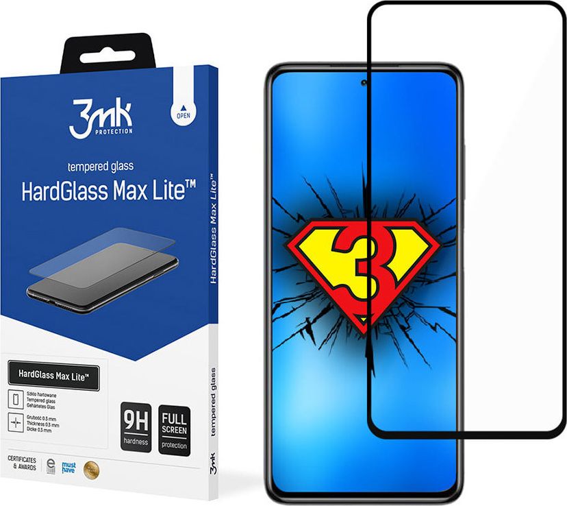 Protective glass 3MK Xiaomi POCO X3 GT Black - HardGlass Max Lite