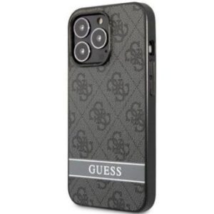 Tagakaaned Guess Apple PU 4G Stripe Case for iPhone 13 Pro Dark Grey