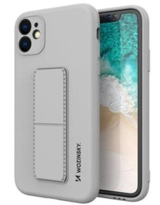 Back panel cover iLike Samsung Galaxy A22 5G Kickstand Case Silicone Stand Cover Grey