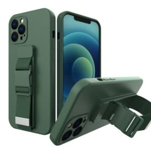 Tagakaaned iLike Samsung Galaxy A22 5G Rope case gel TPU airbag case cover with lanyard Dark Green