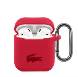 Headphone case Lacoste Apple Airpods 1/2 Liquid Silicone Glossy Printing Logo Case Red