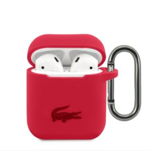 Headphone case Lacoste Apple Airpods 1/2 Liquid Silicone Glossy Printing Logo Case Red