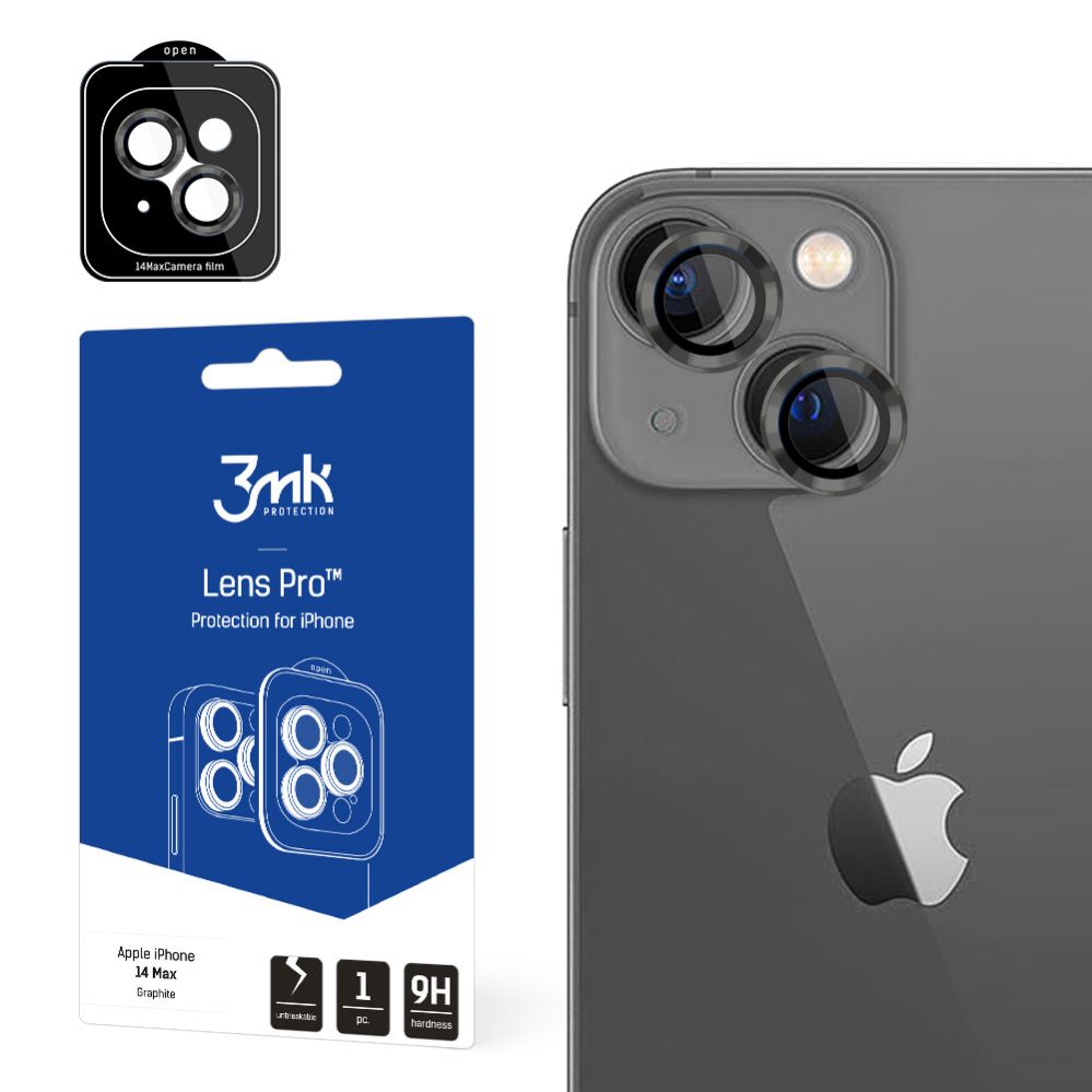 Apsauginiai stiklai 3MK iPhone 14 Max - Lens Protection Pro Graphite
