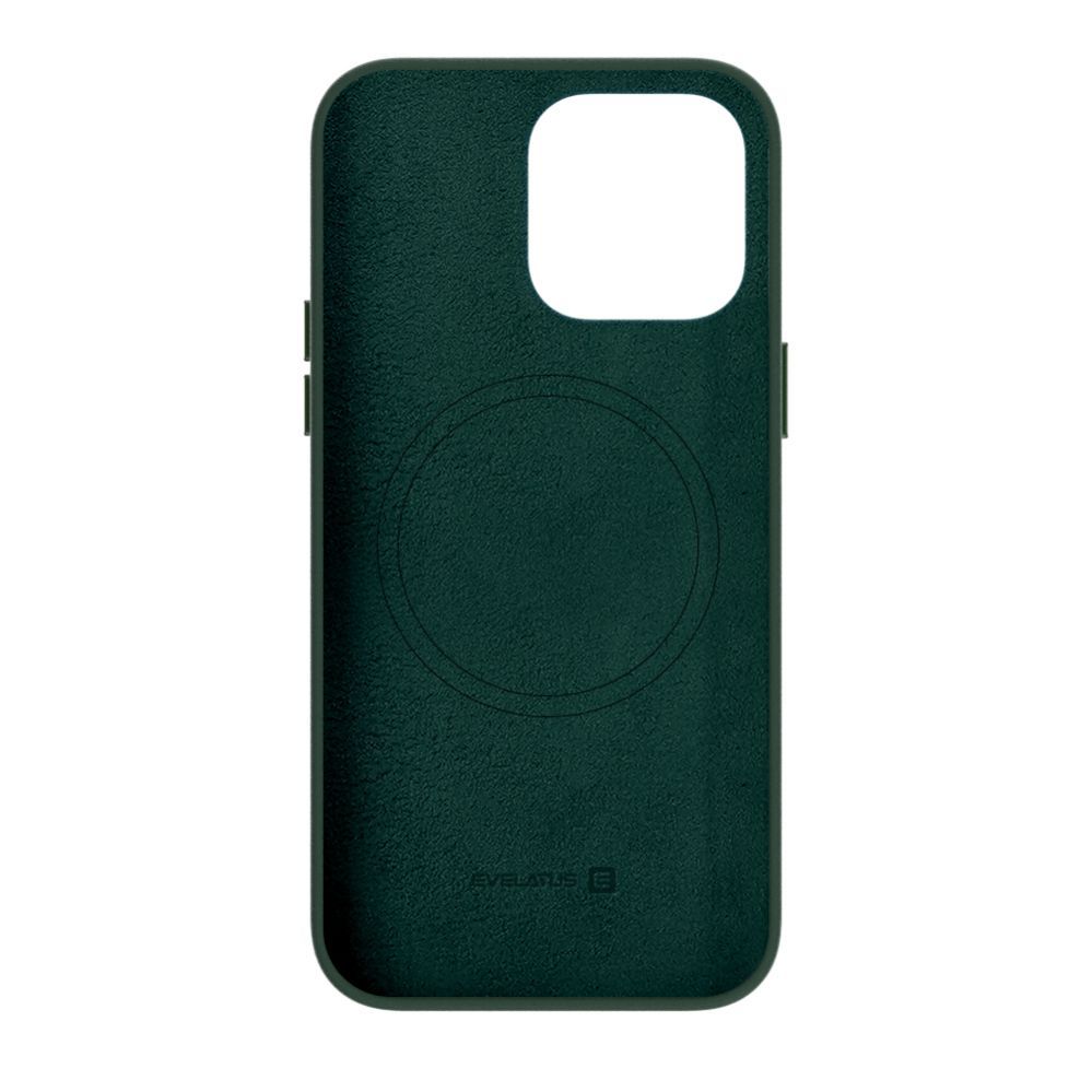 Back panel cover Evelatus Apple iPhone 14 Genuine Leather Case with MagSafe Dark Green