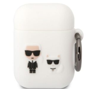 Headphone case Karl Lagerfeld - Airpods 1/2 Choupette Silicone Case White