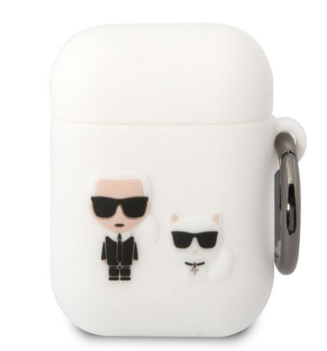Headphone case Karl Lagerfeld - Airpods 1/2 Choupette Silicone Case White