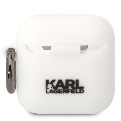 Headphone case Karl Lagerfeld - Airpods 1/2 Choupette Silicone Case White