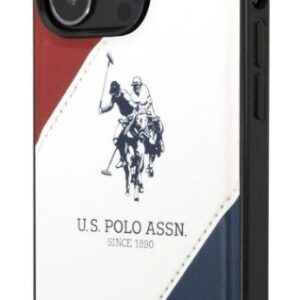 Tagakaaned U.S Polo Apple iPhone 14 Pro Leather Double Horse Case White Blue