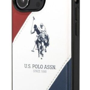 Tagakaaned U.S Polo Apple iPhone 14 Pro Max Leather Double Horse Case White Blue
