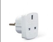 Adapteriai Gembird  AC power adapter, UK socket to EU Schuko plug, 7.5 A White, Travel adapter 