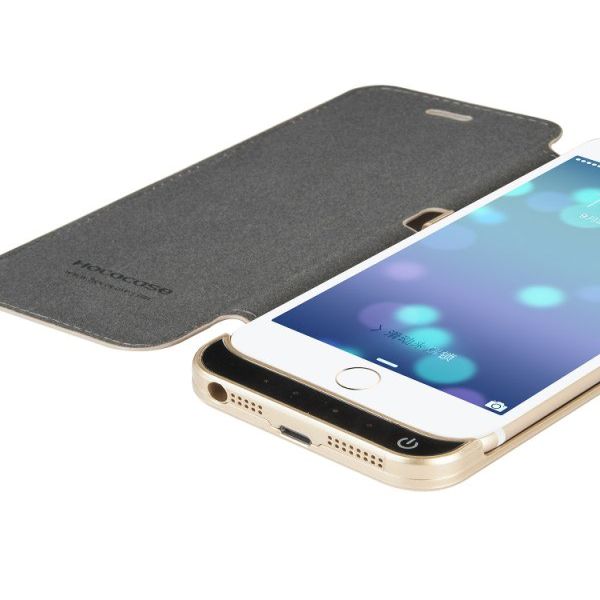 Kaaned - kaaned Hoco Apple iPhone 6 Ultra thin battery 3000mAh with leather case gold Gold