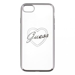 Nugarėlės dėklai Guess Apple iPhone 7 / 8 Heart TPU case Silver