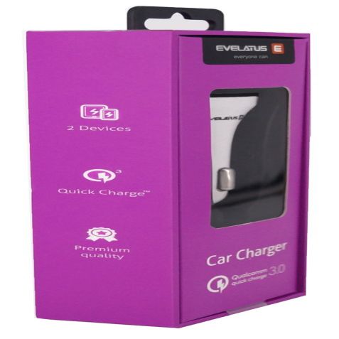 Auto lādētāji Evelatus - Evelatus Quick Car Charger QCC02 White