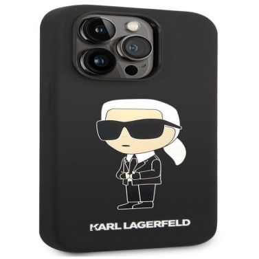 Tagakaaned Karl Lagerfeld Apple iPhone 14 Pro Max Liquid Silicone Ikonik NFT Case Black