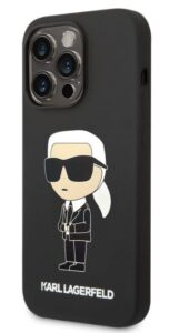 Nugarėlės dėklai Karl Lagerfeld Apple iPhone 14 Pro Max Liquid Silicone Ikonik NFT Case Black