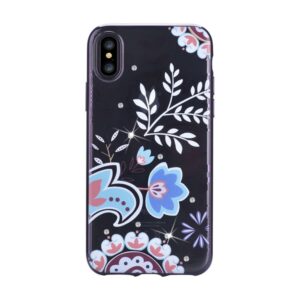 Back panel cover Devia Apple iPhone X Crystal Bloosom case Black
