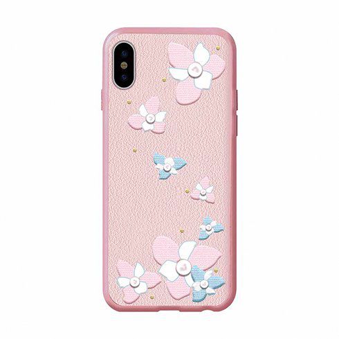 Back panel cover Devia Apple iPhone X Flower Embroidery Case Lanya Black