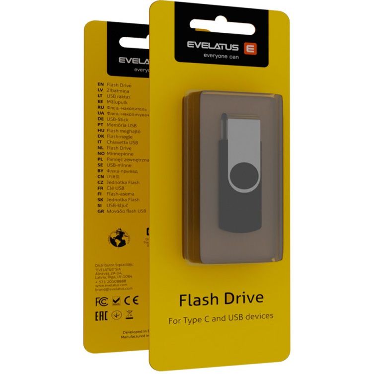 Flash drive Evelatus USB Flash to Type C EFD02 64GB Black