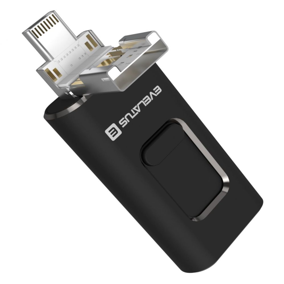 Flash drive Evelatus USB Flash 4in1 64GB EFD03 (USB,Micro,Type C and iPhone) Black