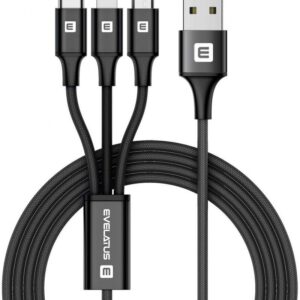 Cable Evelatus - Evelatus Data cable 3in1 (Ligtning, Type-C, Micro USB ) LTM01 Black