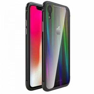 Tagakaaned Luphie Apple iPhone XR Aurora Condom Aluminium Frame + TPU Case Black Clear
