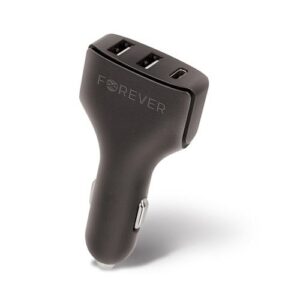 Automobiliniai įkrovikliai Forever Universal USB car charger CC-05 2xUSB & type-C 4.8A Black