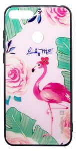 Back panel cover Evelatus Huawei Y6 2018 Picture Glass Case Flamingo Party