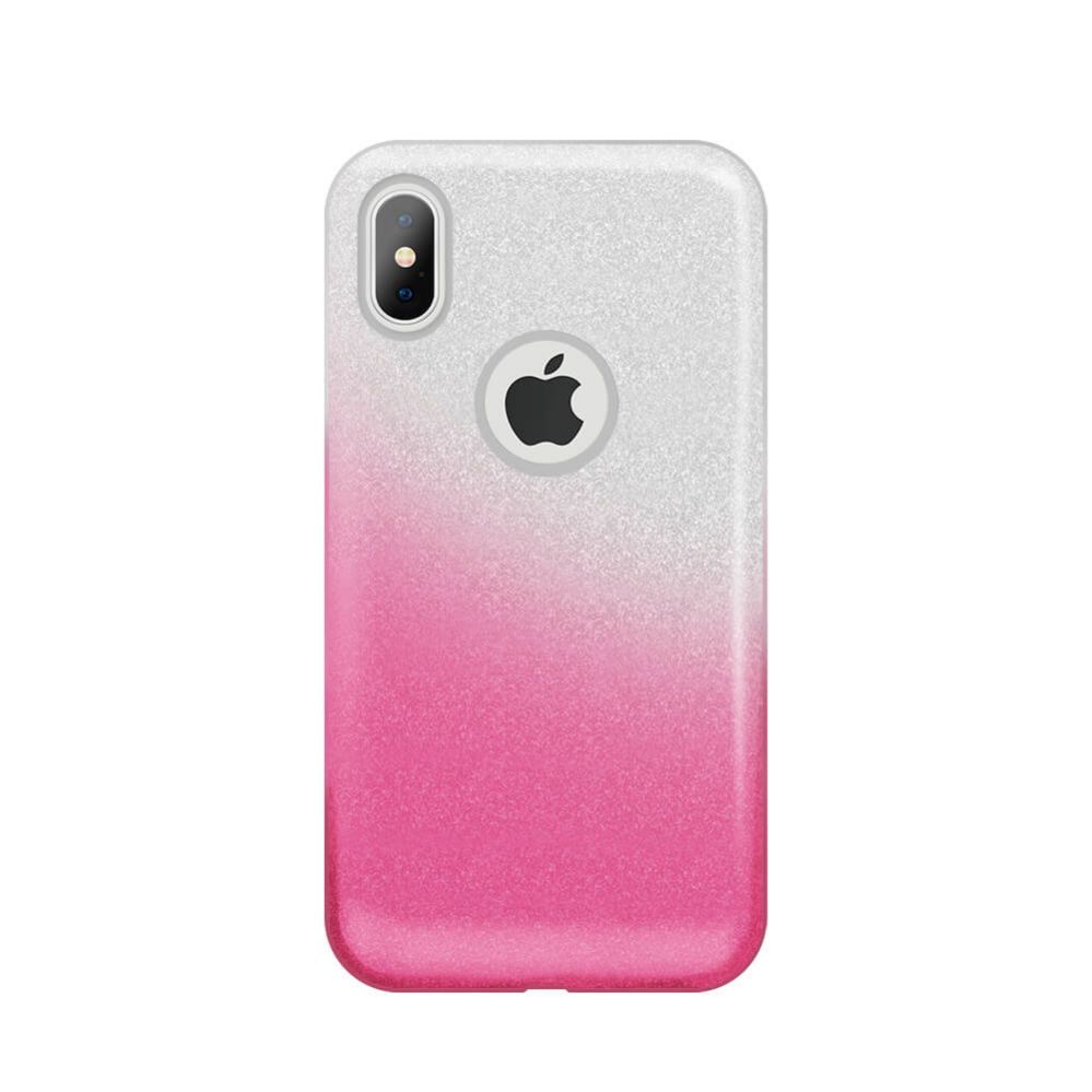 Back panel cover iLike Apple iPhone X / iPhone XS Gradient Glitter 3in1 case Pink