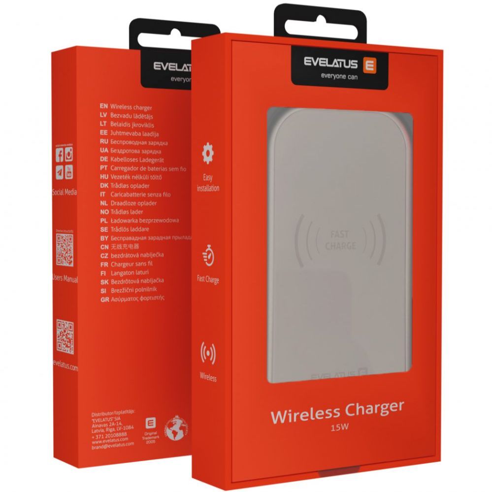Juhtmeta laadija Evelatus - Wireless Desk charger EWD01 White