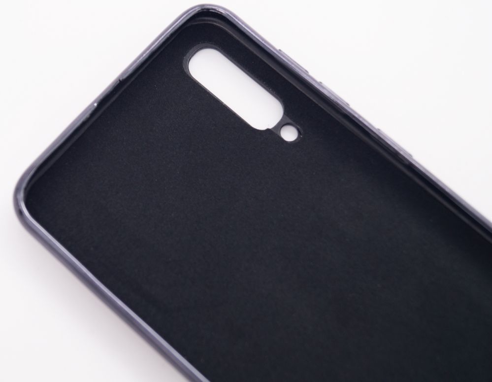 Back panel cover Evelatus Samsung Galaxy A50 Water Ripple Full Color Electroplating Tempered Glass Black