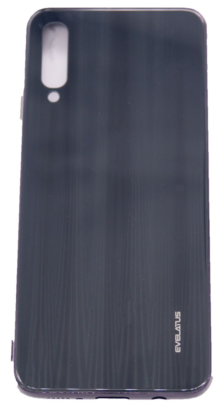 Back panel cover Evelatus Samsung Galaxy A50 Water Ripple Full Color Electroplating Tempered Glass Black