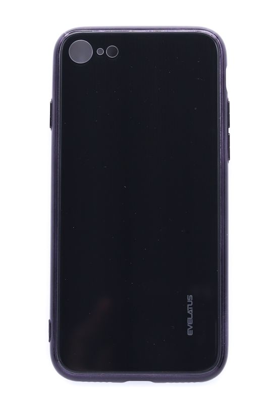 Back panel cover Evelatus Apple iPhone 7/8 Water Ripple Full Color Electroplating Tempered Glass Black