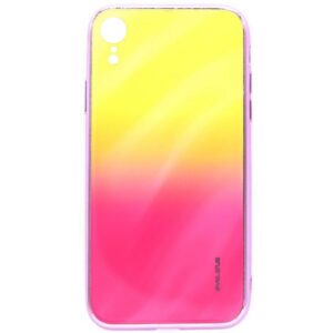 Tagakaaned Evelatus Apple iPhone XR Water Ripple Gradient Color Anti-Explosion Tempered Glass Case Gradient Yellow-Pink