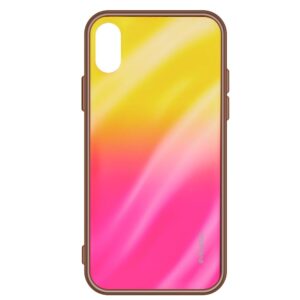 Tagakaaned Evelatus Xiaomi Xiaomi Redmi Note 8 / Redmi Note 8 2021 Water Ripple Full Color Electroplating Tempered Glass Gradient Yellow-Pink