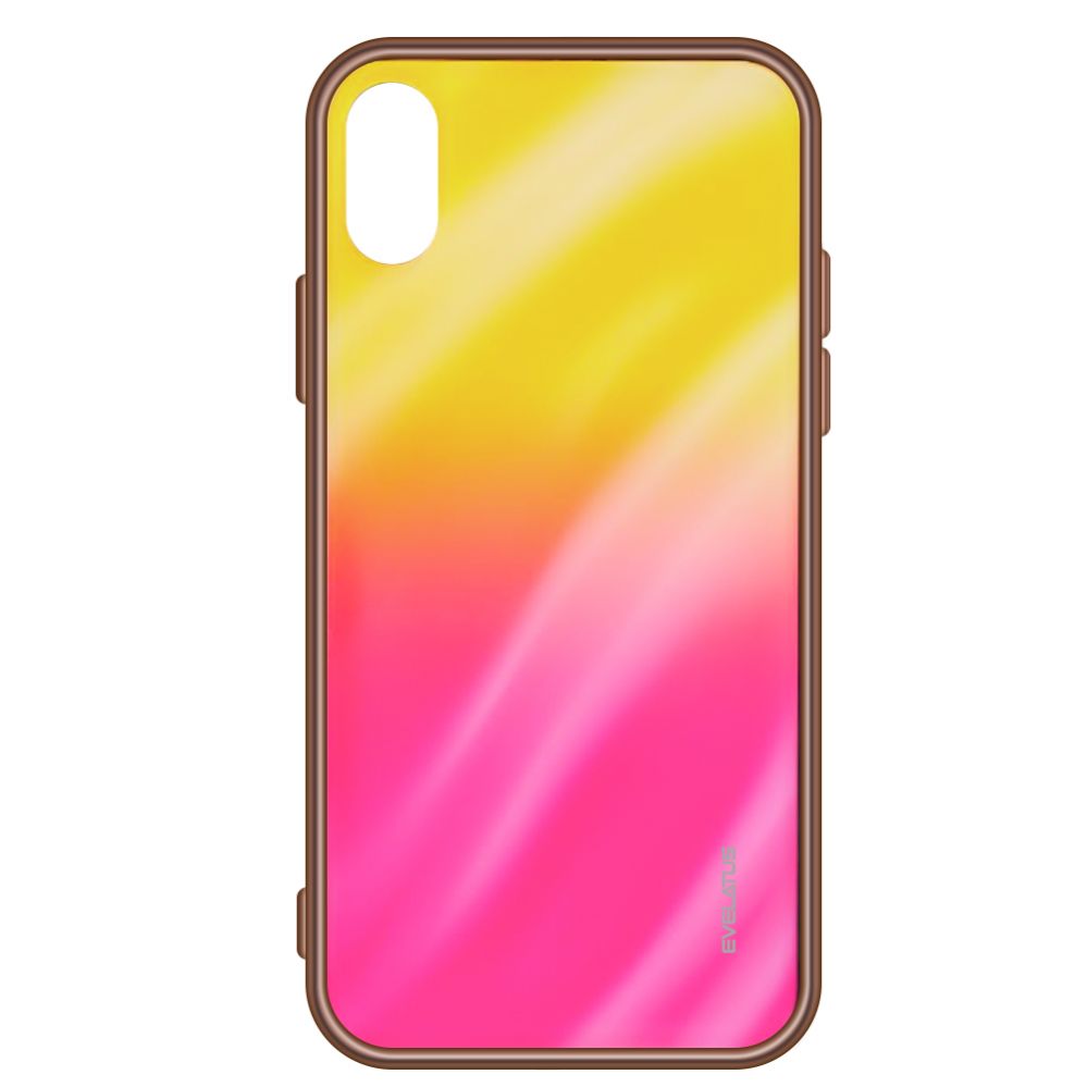 Tagakaaned Evelatus Xiaomi Redmi Note 8 Pro Water Ripple Gradient Color Anti-Explosion Tempered Glass Case Gradient Yellow-Pink