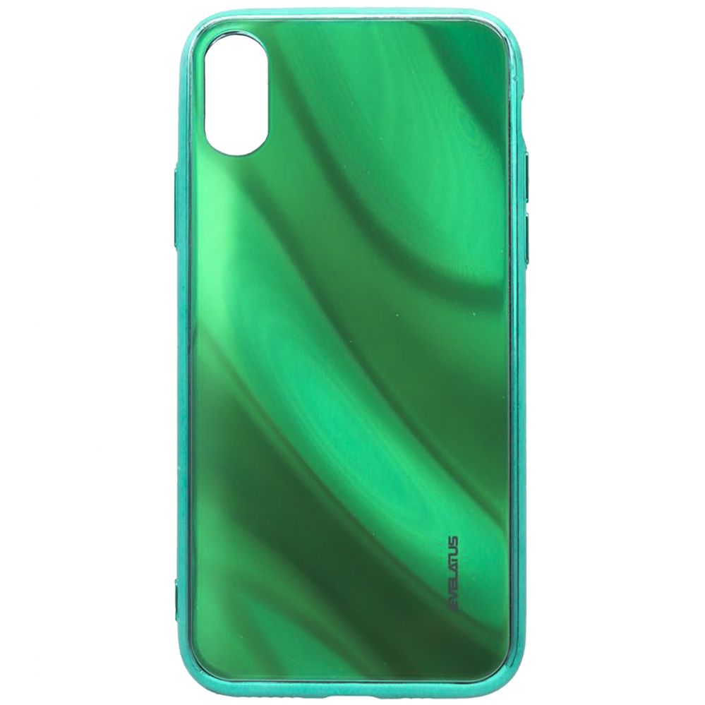 Tagakaaned Evelatus Apple iPhone X/XS Water Ripple Full Color Electroplating Tempered Glass Case Green