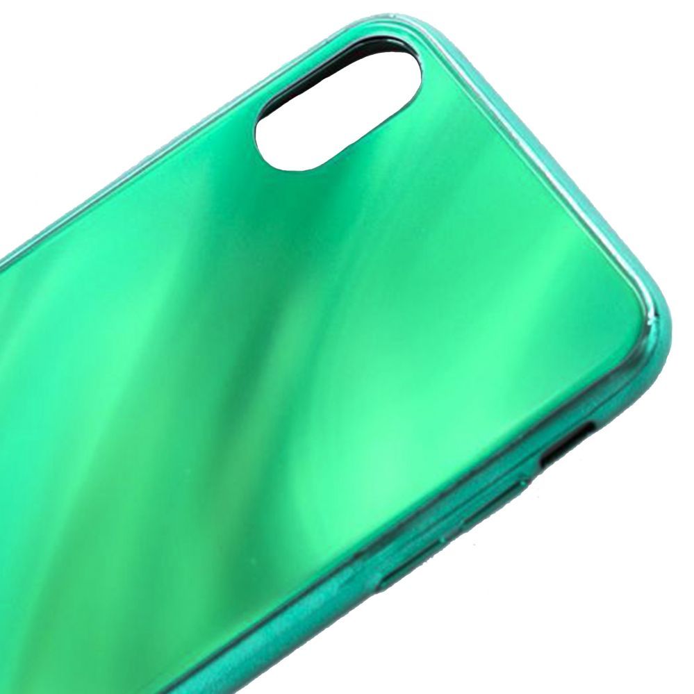 Tagakaaned Evelatus Apple iPhone X/XS Water Ripple Full Color Electroplating Tempered Glass Case Green