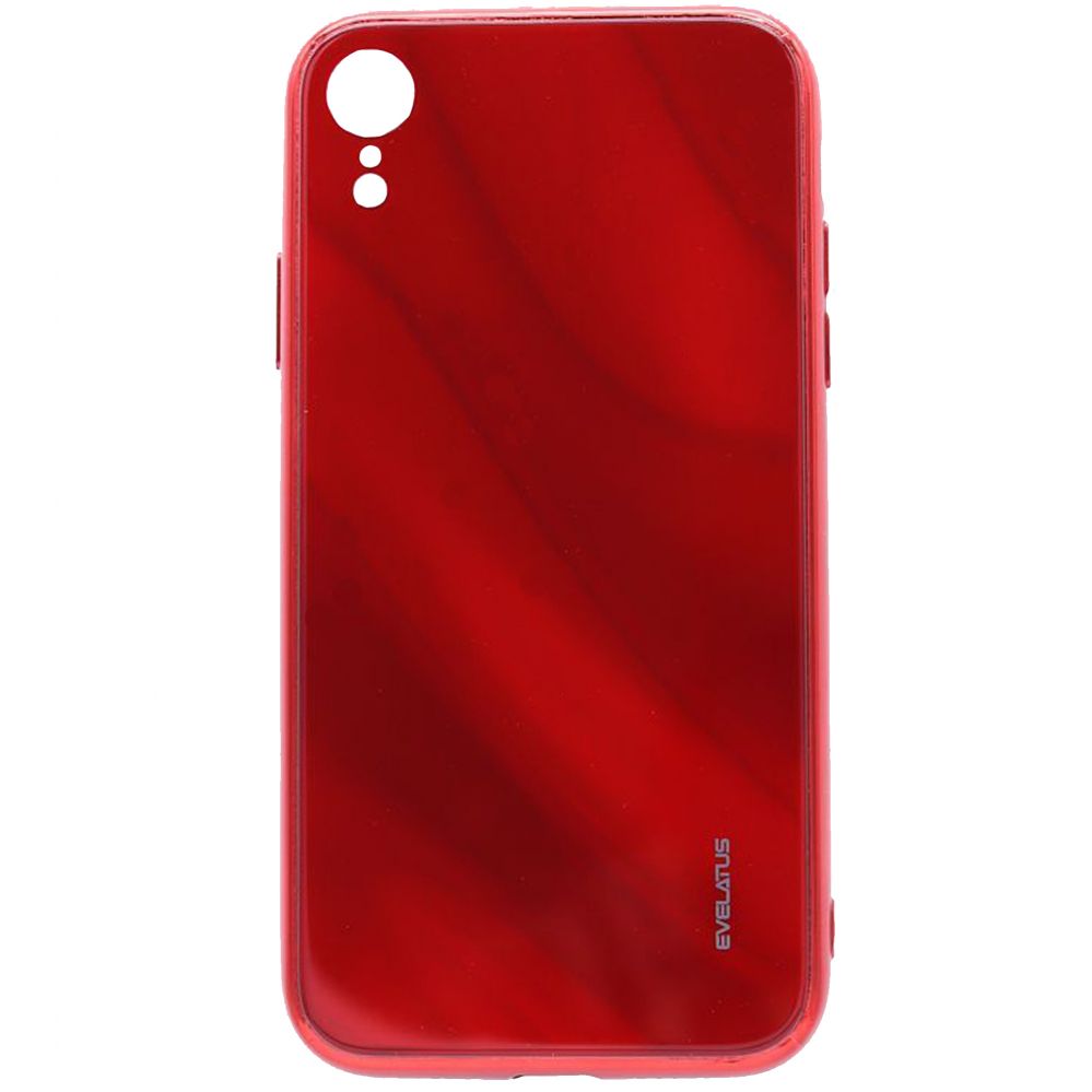 Tagakaaned Evelatus Apple iPhone XR Water Ripple Full Color Electroplating Tempered Glass Case Red