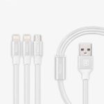 Cable Recci Universal Delicate RCS-H120 3 in 1 Micro USB + 2 x Lightning Fast Charging 1,2 m White