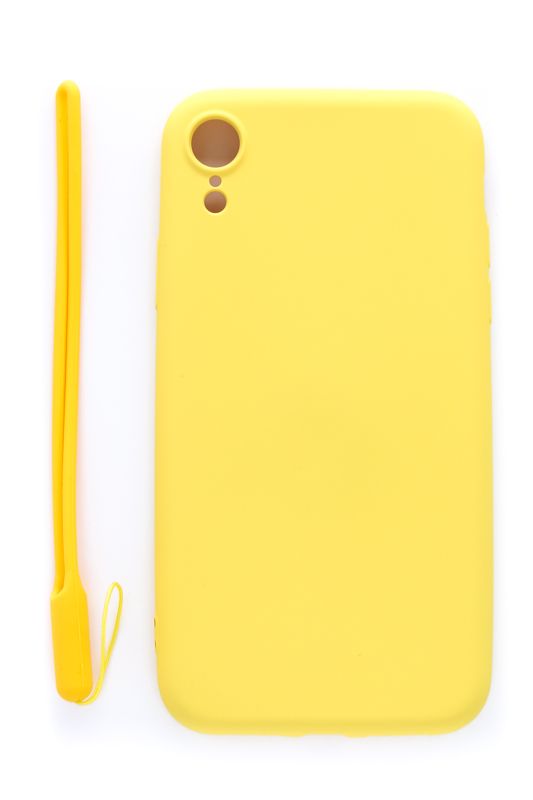 Back panel cover Evelatus Apple iPhone XR Soft Touch Silicone Case with Strap Yellow