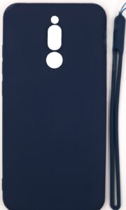 Nugarėlės dėklai Evelatus Xiaomi Redmi 8 Soft Touch Silicone Case with Strap Dark Blue