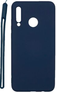 Back panel cover Evelatus Huawei P30 Lite Soft Touch Silicone Case with Strap Dark Blue