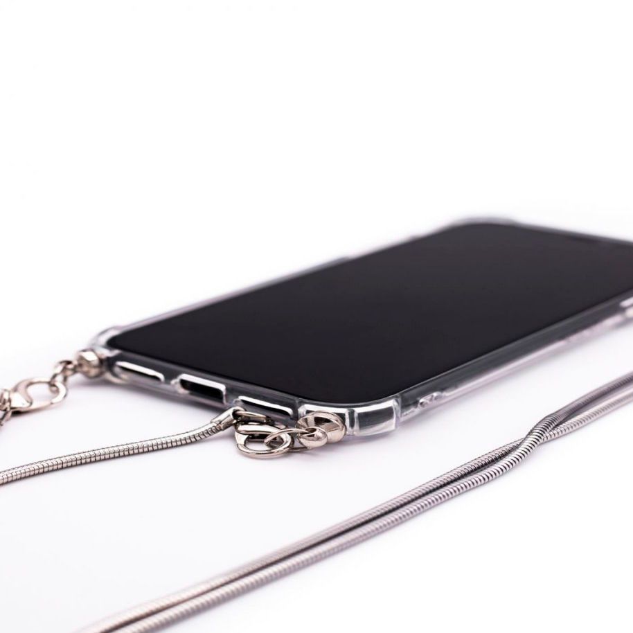 Tagakaaned Evelatus Samsung Galaxy A50 Silicone Transparent with Necklace TPU Strap Silver