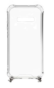Nugarėlės dėklai Evelatus Samsung Galaxy S10 Silicone Transparent with Necklace TPU Strap Silver