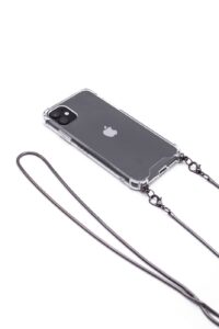 Aizmugurējais vāciņš Evelatus Apple iPhone 11 Pro Silicone Transparent with Necklace TPU Strap Space Gray