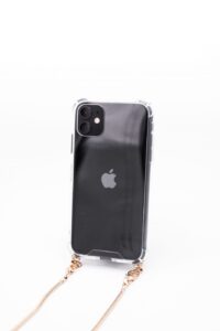 Aizmugurējais vāciņš Evelatus Apple iPhone 11 Pro Silicone Transparent with Necklace TPU Strap Gold