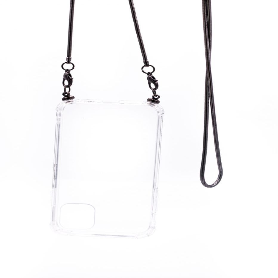 Tagakaaned Evelatus Apple iPhone 11 Pro Max Silicone Transparent with Necklace TPU Strap Space Gray