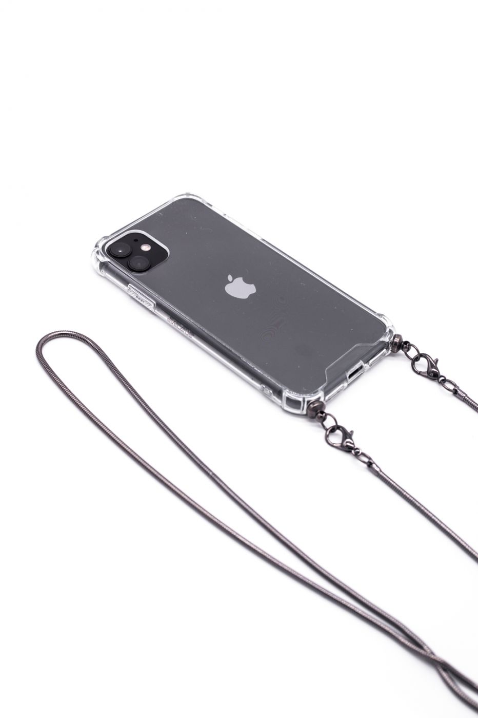 Tagakaaned Evelatus Apple iPhone 11 Pro Max Silicone Transparent with Necklace TPU Strap Space Gray