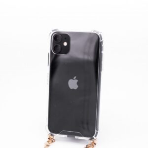 Back panel cover Evelatus Apple iPhone 11 Pro Max Silicone Transparent with Necklace TPU Strap Gold