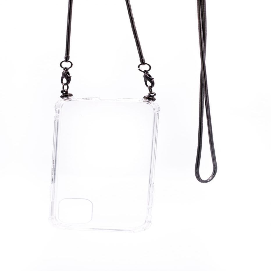 Tagakaaned Evelatus Apple iPhone X/XS Silicone Transparent with Necklace TPU Strap Space Gray